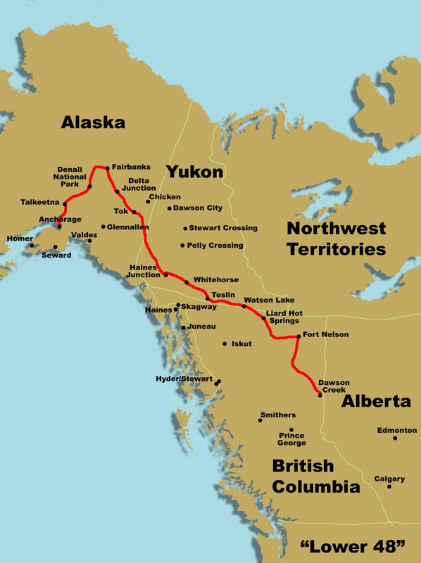 23 Day Alaska Tour route map