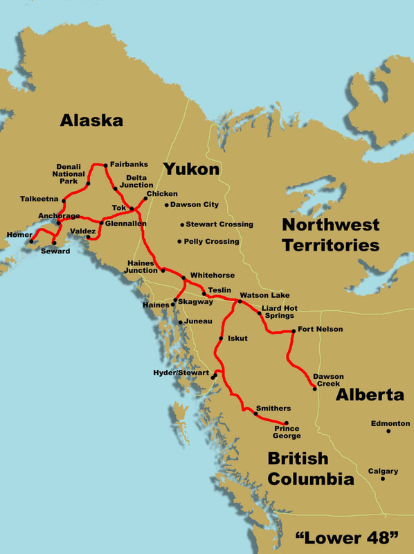 50 Day Alaska Tour route map